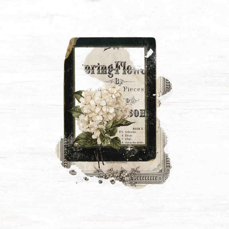 Nostalgia 01 Vinyl Sticker die-cut vintage watch face design with florals and text on white