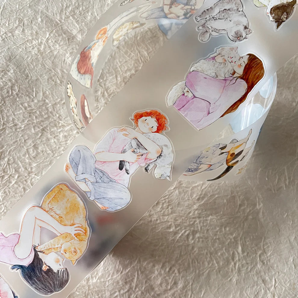 Sheet of My Pet Baby 32 PET Tape by DingDing illustrated characters on a textured surface