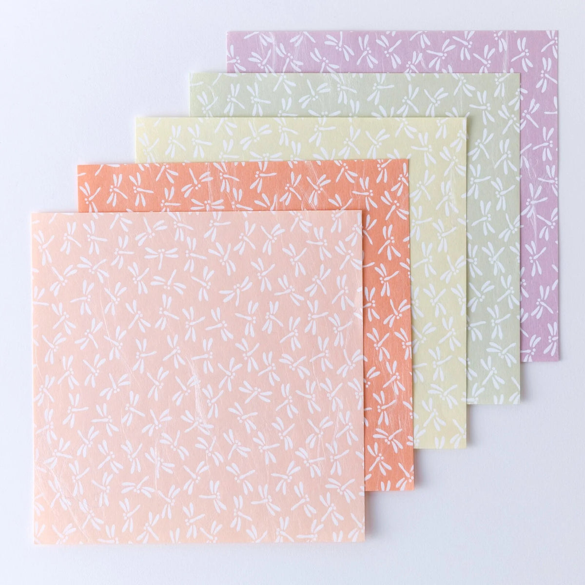 Dragonfly Origami Paper sheets showing their patterned washi surface, detail view