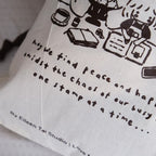 Notebook with black illustrations and text on a white background