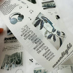 Decorative bookmarks with text and illustrations on a white background