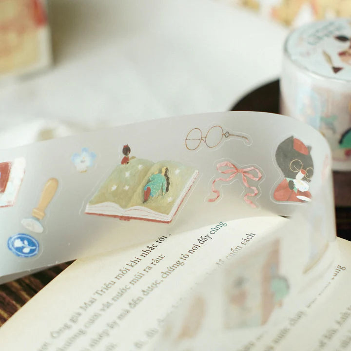 Strip of Enchanted Library PET Tape magical library illustrations applied along a book edge