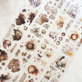 Collection of vintage-style illustrations and textures on a textured surface