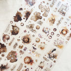 Collection of vintage-style illustrations and textures on a textured surface