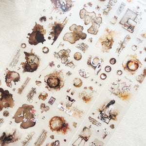 Espresso Enthusiast PET Tape by Journal Pages vintage coffee-stain textures on texture