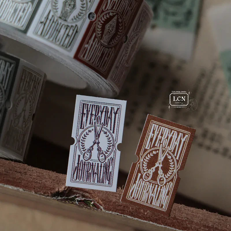 Two Everyday Journaling Label Tape brand cards displayed together on a textured surface