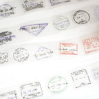 Collection of various passport stamps from different countries on a white background