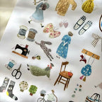 Collage of small illustrations on a white background