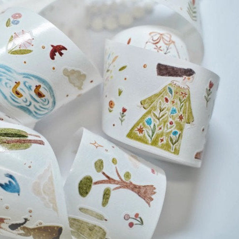 Fairytale Forest PET Tape ribbon of woodland designs displayed on a light background