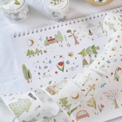 Fairytale Forest PET Tape full woodland pattern sheet displayed on a white surface