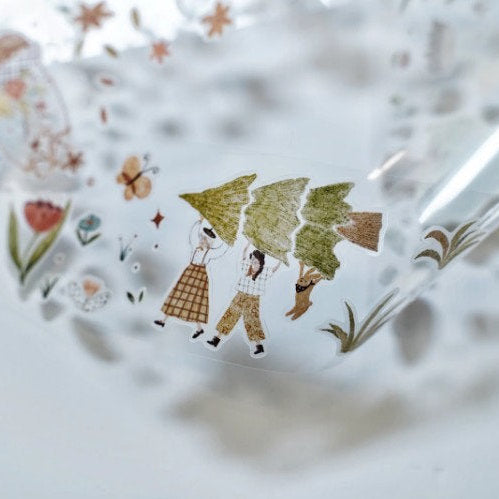 Fairytale Forest PET Tape people and nature illustrations laid on a white background