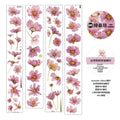 Floral sticker sheet with pink flowers on a white background