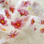 Floral stickers with pink flowers on a textured white background