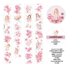 Decorative paper strip with fairy and floral design on a white background