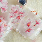 Cupcake with pink floral decorations on a white background