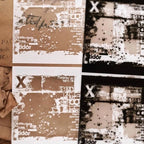 Collage of vintage-style cards with text and design elements.