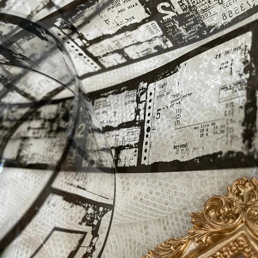 Film Noir 04 Black PET Tape vintage map design with a compass and gold accent, close-up