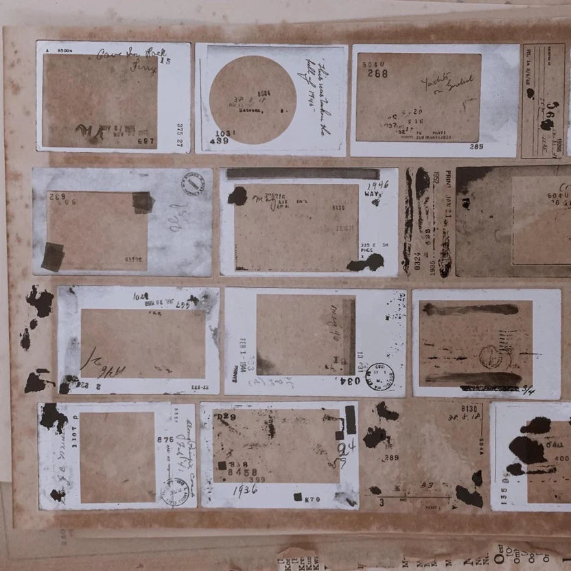 Film Noir 05 PET Tape old document and letter designs arranged on a wooden surface