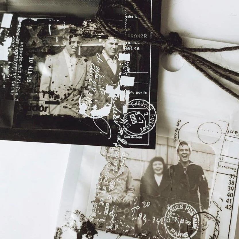 Film Noir 05 PET Tape collage of vintage monochrome photos with text and deco elements