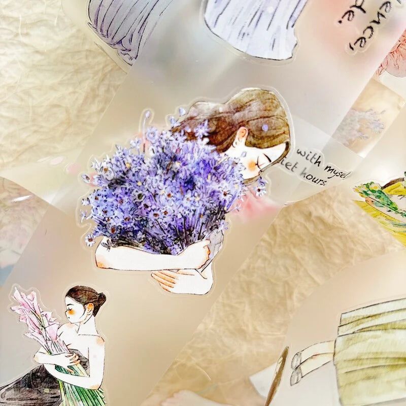 Floral Girls 58 PET Tape by DingDing — flowers-and-people PET tape collage, for journaling