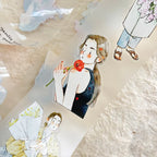 Floral Girls 58 PET Tape by DingDing — figures with a red flower PET tape collage, for journaling