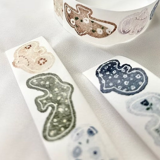 Set of Fly Washi Tape animal designs arranged together on a white surface, top view