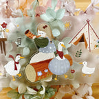 Forest Concert PET Tape by Yier — flute-girl, ducks and tent PET tape design, for journaling