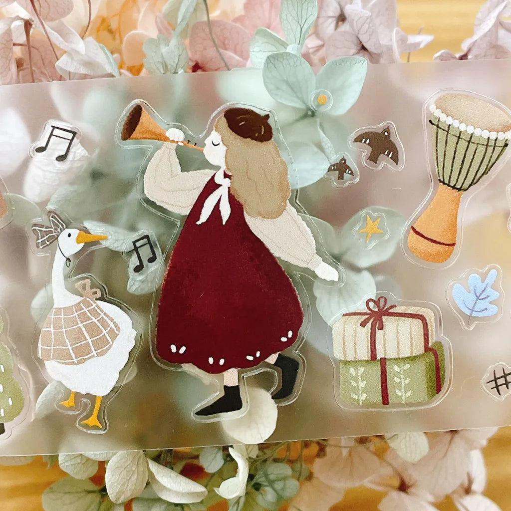 Forest Concert PET Tape by Yier — trumpet-girl and goose music PET tape design, for journaling