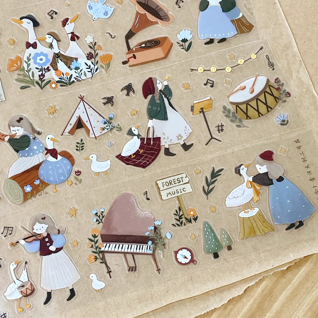 Forest Concert PET Tape by Yier — 'Forest Music' instruments PET tape design sheet, for journaling