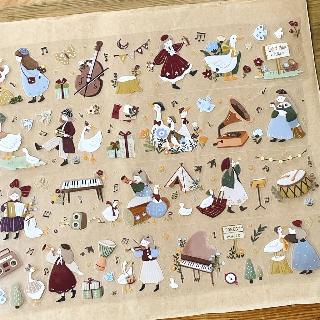 Forest Concert PET Tape by Yier — musicians, geese and gifts PET tape design, for journaling