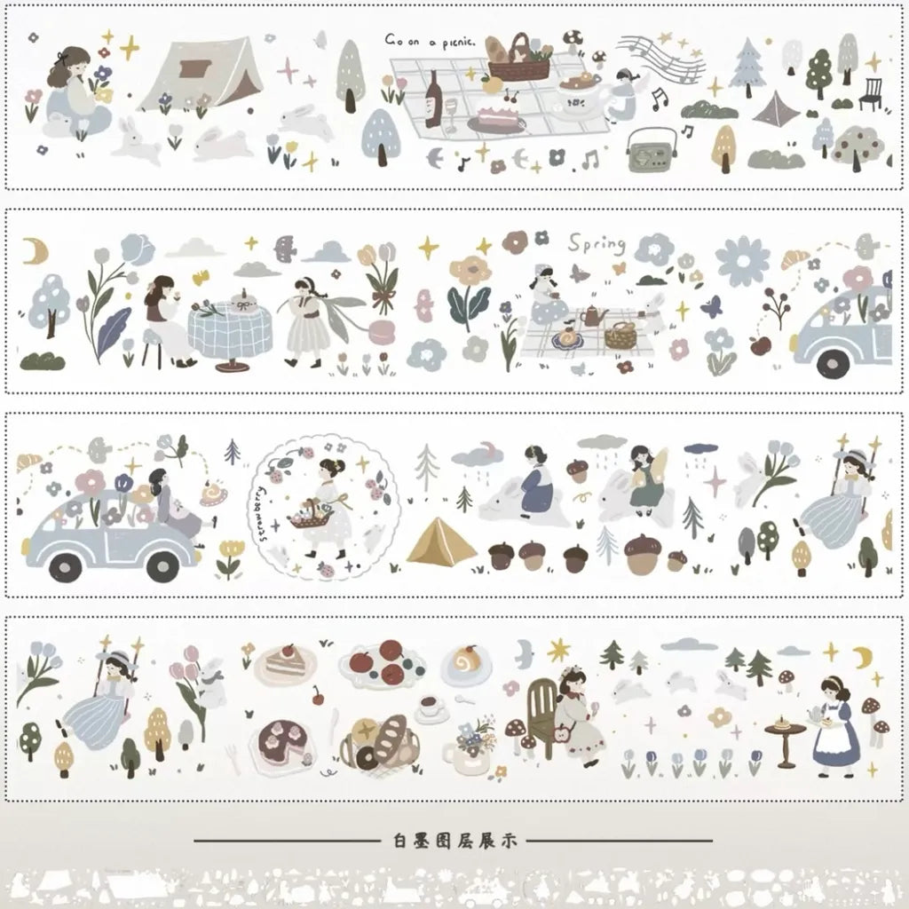 Forest Picnic PET Tape by Yier — camping and picnic scene strips of the PET tape, for journaling
