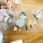 Forest Picnic PET Tape by Yier — roll of girl-on-a-swing PET deco tape, for journaling