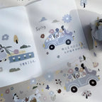 Forest Picnic PET Tape by Yier — pastel spring cars and trees PET tape in a journal spread, for journaling