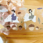Forest Picnic PET Tape by Yier — roll of girls-riding-rabbits PET deco tape, for journaling