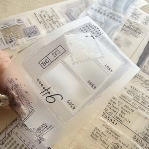 Fragment Crystal PET Tape by Journal Pages assorted vintage designs on a textured surface