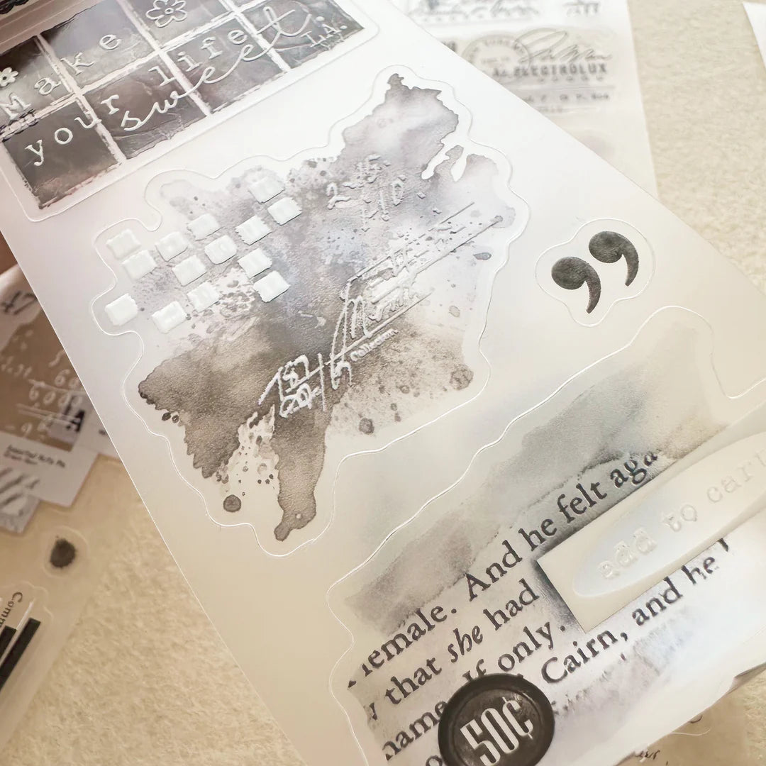 Fragment Crystal PET Tape assorted clear deco pieces displayed on a textured surface