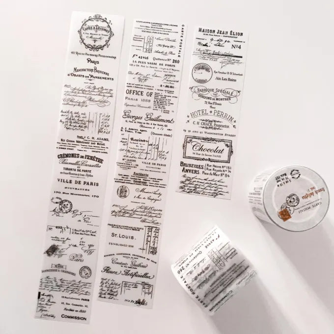 French Delights Vol.1 PET Tape vintage labels and a stamp motif on a white background