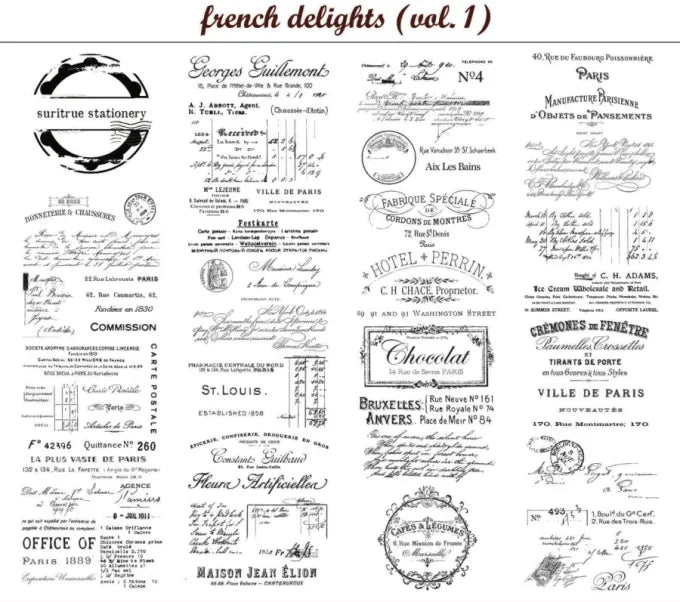 French Delights Vol.1 PET Tape vintage French labels and documents with ornate fonts