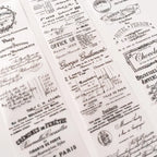 Collection of vintage-style documents with typographic elements on a white background