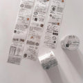 Decorative tape with printed designs on a white surface