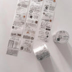 Decorative tape with printed designs on a white surface