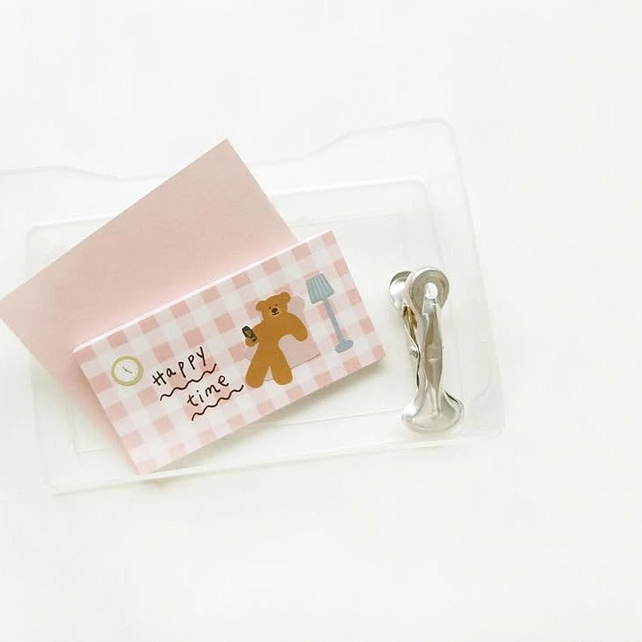 Notebook with a bear illustration and 'Happy time' text, from the Ggumi Home Sticker Sheet
