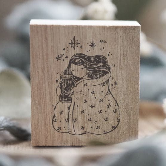 Alternate view of the Goodnight Rubber Stamp showing its peaceful bedtime impression detail