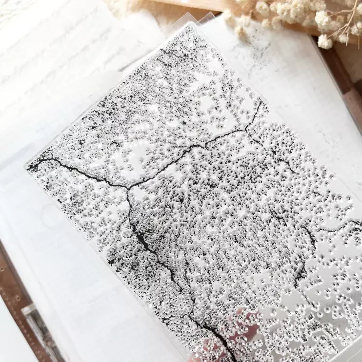 Grunge Background Clear Stamp sheet with a black distressed tree design on a white background