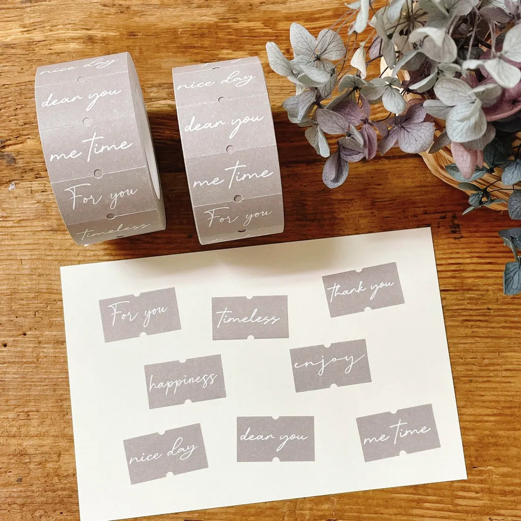 Heart Words Label Sticker Tape label styled on earring packaging with flowers on wood