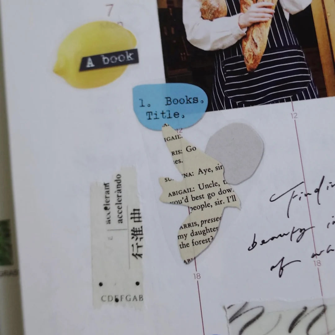 Collage of a lemon, text, and a person holding bread on a white background