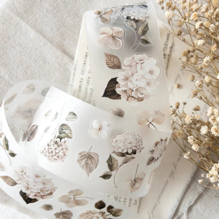Hortensia PET Tape by crea with gaby hydrangea florals styled on soap bars with dried flowers