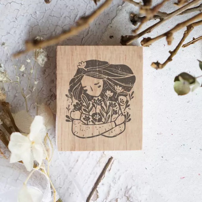 Hugs and Flowers Rubber Stamp by Black Milk Project with a tender embrace and floral design