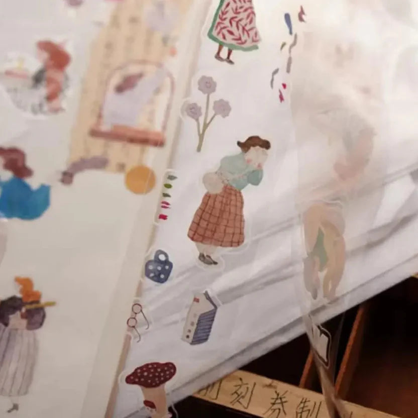 Folded fabric with cartoon character pattern on a white background