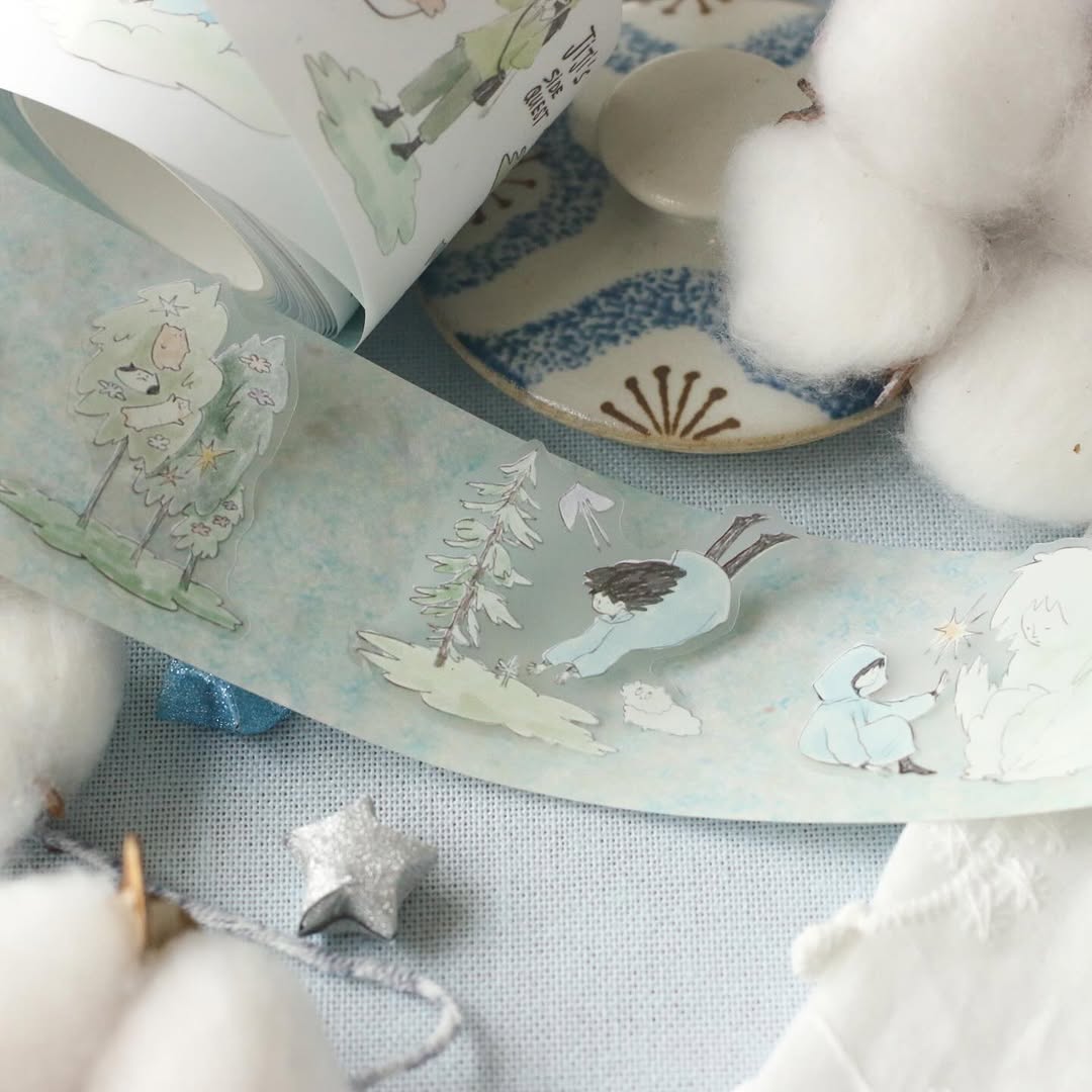 Jiji On The Cloud PET Tape by Teayou with dreamy nature illustrations styled beside cotton clouds